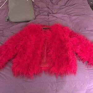 Hot pink shag jacket